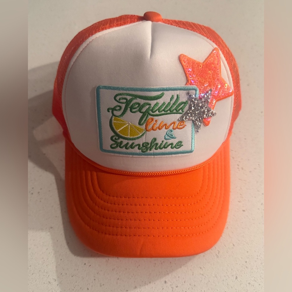 Tequila Lime Sunshine Orange Trucker Hat Mesh Snapback Beach Summer vibe western